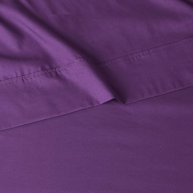 Basics 4 Piece Deluxe Microfiber Bed Sheets, Full Size, Plum, Solid