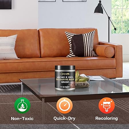 Leather Recoloring Balm Restoration - Leather Dye Vinyl Paint Leather Color Restorer Car Seats Furniture Couch Chair Shoes Boots Purse Jacket Saddle Fade Stain Scratch Repair Cream(Griege)