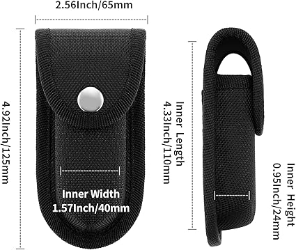 Nylon Pocket Knife Sheath, 4'' Multitool Pouch, Folding Knife Belt Sheath with Snap Closure and Vertical Carry Belt Loop, Multitool Case for Outdoor or Daily Use, Medium Size