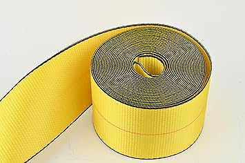 4" x 30' Winch Straps for Flatbed Trailer with Flat Hooks Yellow Heavy Duty Tie Down Strap wFlat Hooks 5,400 Lbs WLL Cargo Control Accessories for Gooseneck Trailers Tow Trucks, 1 Pack