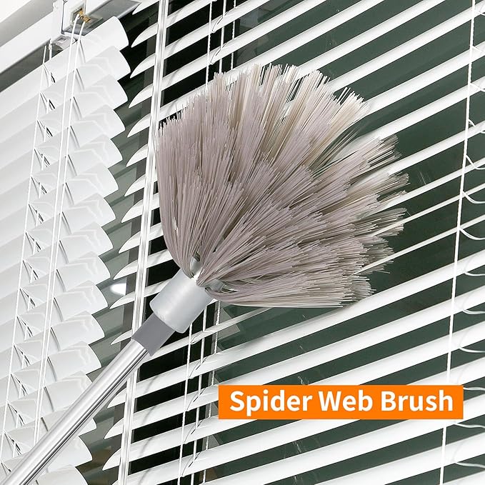 Professional Duster Kit with Assembled Extension Pole, Cobweb Duster, Window Scrubbing Squeegee, Cobweb Duster, IndoorOutdoor Stretchable Bendable Duster Cleaning Kit
