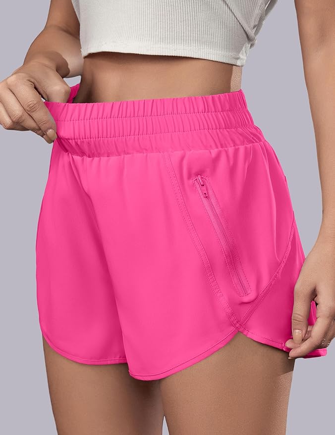 BMJL Women's Running Shorts Elastic High Waisted with Pockets, 2.5" Sporty Workout Quick Dry Athletic Shorts