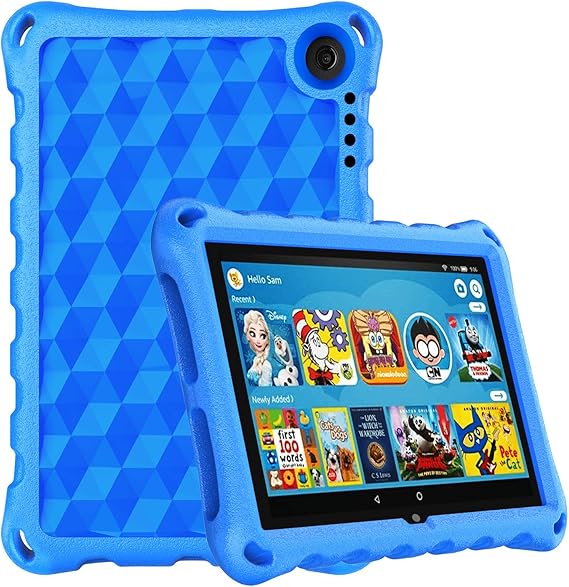 Fire HD 8 Tablet Case,Kindle Fire 8 Case,Fire Tablet 8 Case Kids(12th/10th Generation,2024/2022 Release),DiHines Kid-Proof Case for Fire HD 8 Plus Tablet, Blue