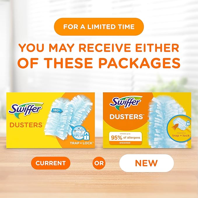 Swiffer Dusters Refill for Cleaning, Feather Microfiber Duster Disposable Alternative, for Dusting Furniture, Blinds, Ceiling Fans, Walls, Helps Remove Allergens, Unscented, 18ct