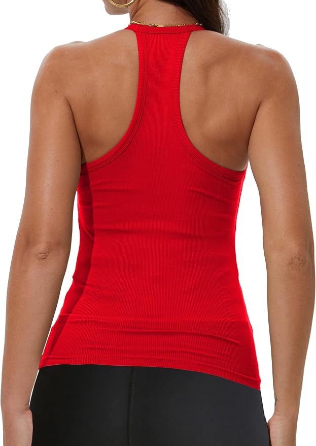 iGENJUN Workout Tops for Women Racerback Basic Tank Summer 2026 Camisole V Neck Slim Fit Ribbed Sleeveless.