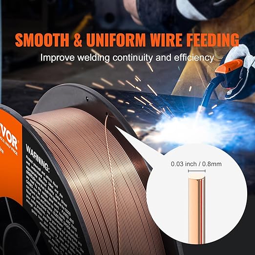 VEVOR Solid MIG Welding Wire, ER70S-6 0.030-inch 11LBS with Low Splatter and High Levels of Deoxidizers for All Position Gas Welding