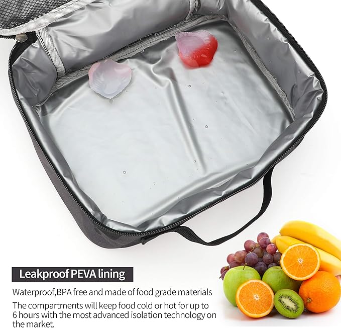 rickyh style Lunch Box with Padded Liner, Spacious Insulated Lunch Bag Durable Thermal Lunch Cooler Pack with Strap for Men Women Boys Girls Adults School Sports Beach Picnic Work Camp,2 Pocket