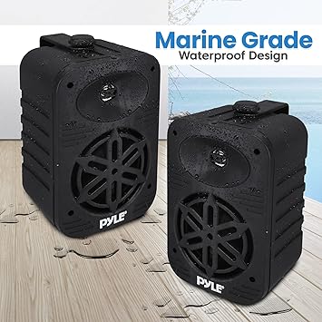 PyleUsa Indoor Outdoor Speakers Pair - 500 Watt Dual Waterproof 5.25 2-Way Full Range Speaker System w/ 1/2 High Compliance Polymer Tweeter - in-Home, Boat, Marine, Deck, Patio, Poolside (Black)