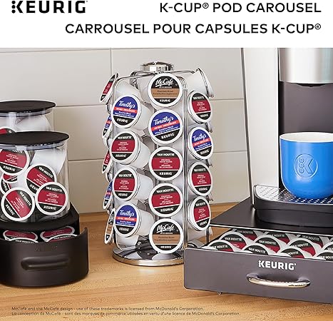 Keurig Storage Carousel, Coffee Pod Storage, Holds up to 36 Keurig K-Cup Pods, Silver