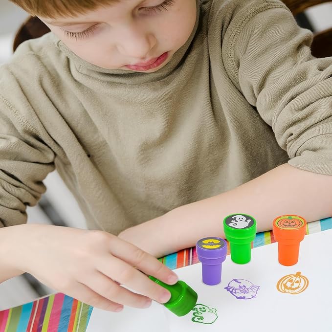 ArtCreativity Halloween Stampers for Kids, Pack of 24 Assorted Pre-Inked Stampers, Best for Halloween Party Favors, Goodie Bag Fillers, Non-Candy Halloween Treats, Trick or Treat Supplies
