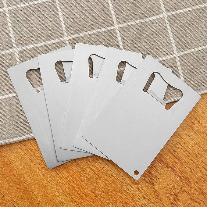 Wallet Bottle Opener, Cool & Funny Card Size Party Wedding Favors Beer Bottle Opener for Guest,Stainless Steel (2pcs-Black