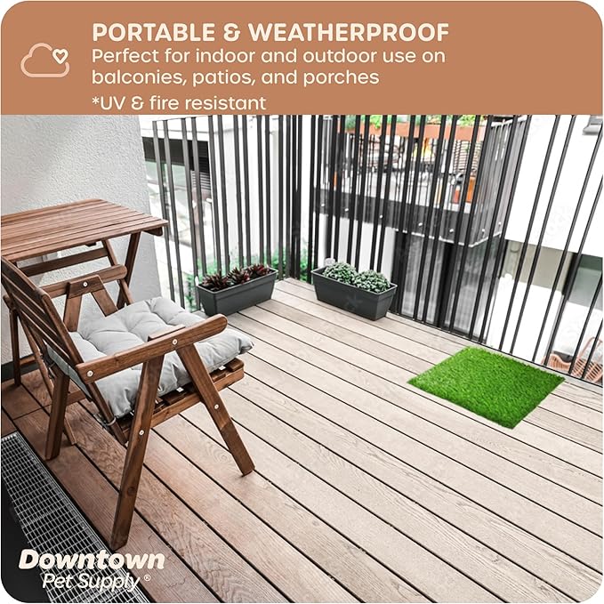 Downtown Pet Supply Replacement Dog Potty Grass, 16 x 20 - Washable Synthetic Grass Pad for Dogs, Suitable as Indoor or Outdoor Grass Pee Turf - Dog Housebreaking Supplies