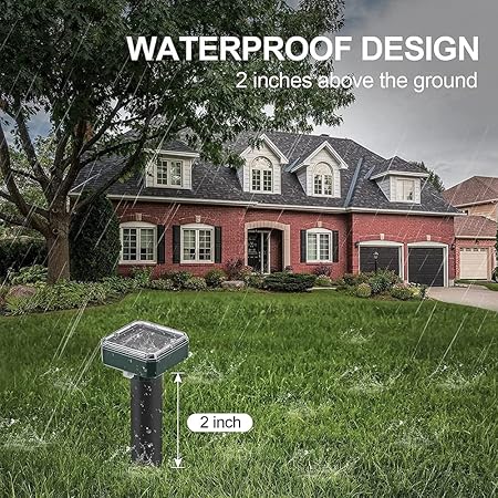 Solar Mole Repellent Ultrasonic 2 Pack Outdoor Powered Sonic Deterrent - Outdoor Waterproof Ultrasonic Snake Repellent for Get Rid of Mole, Gopher, Snakes, Vole and Other Underground Pest Control