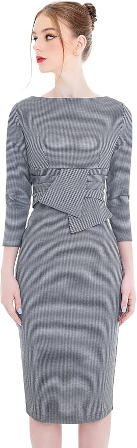 Marycrafts Women's Work Office Business Square Neck Sheath Midi Dress