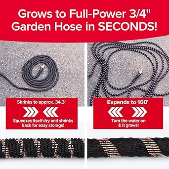 Pocket Hose Copper Bullet Expandable Garden Hose 100 FT w10 Pattern Thumb Spray Nozzle AS-SEEN-ON-TV 650psi 34 in Patented Lead-Free Ultra-Lightweight Solid Copper Anodized Aluminum FittingsNo-Kink