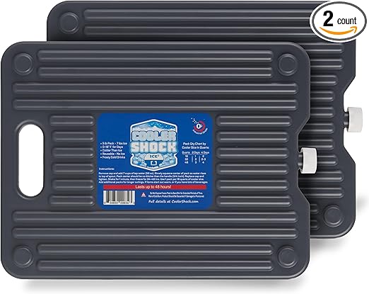 Cooler Shock Ice Packs for Cooler - Reusable, Premium, Large Ice Pack and Lunch Cooler Set for Long Term Use - Cools Faster Than Ice - Cooler Accessories