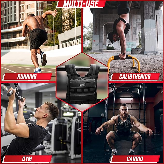 MVRK Weighted Vest Men 18lbs 28lbs 35lbs 45lbs 65lbs - Weighted Workout Vest With Removable Iron Weights, Heavy Duty Weighted Exercise Vest For Functional Training Calisthenics - Weight Vest for Men and Women