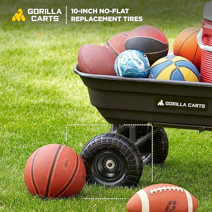 Gorilla Carts 10 Inch No Flat Replacement Tire for Utility Carts GCG-4, GCG-2140, GOR4PS, GOR400, GOR4G, GOR5, GOR800(B)-COM, GOR801, and GCG-900
