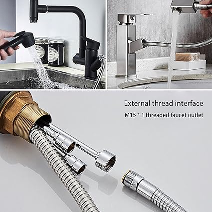 Spray Hose for Kitchen Faucets, Pull Down Replacement, Kitchen Sink Faucet Pull-Out Spray Replacement Hose, 59-inch Chrome Finish