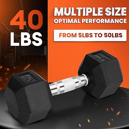 Yes4All Chrome Grip Encased Hex Dumbbells Hand Weights With Anti-Slip 5-50 LBS Single