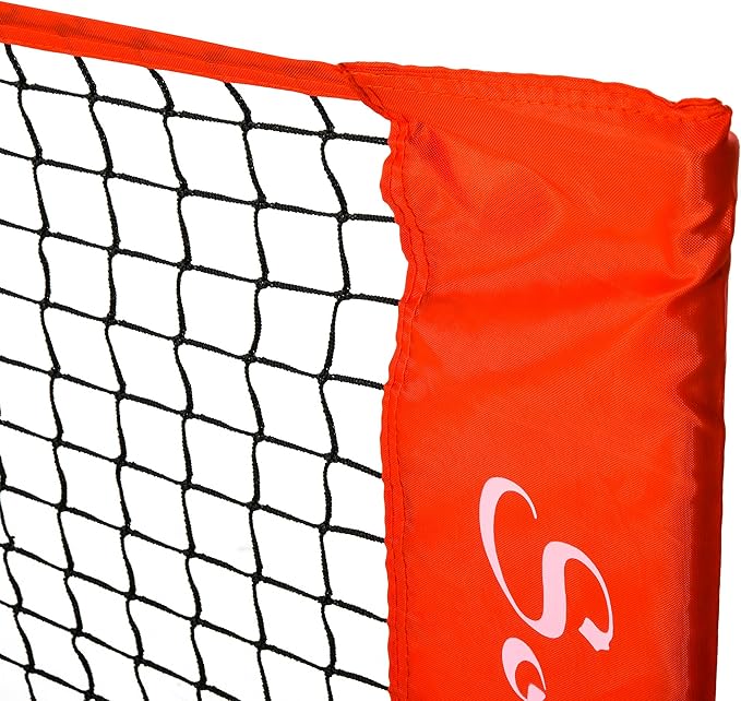 Soozier 10ft Portable Soccer TennisPickleballBadmintonMini Tennis Net wSideline for Training with Included Storage Bag, Red