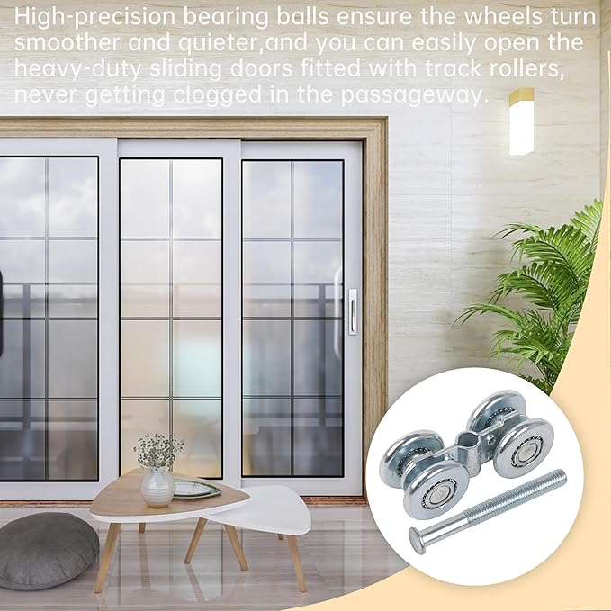 Mxfans Steel Sliding Track Roller Hanging Barn Door Rail Trolley Wheel H3-3 Replaces Stainless Steel Kit