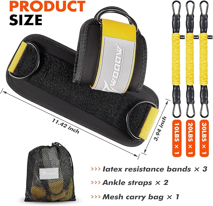 Ankle Resistance Bands with Cuffs, Ankle Bands for Working Out, Glutes Workout Equipment, Butt Exercise Equipment for Kickbacks Hip Fitness Training, Legs Resistance Bands for Women Men