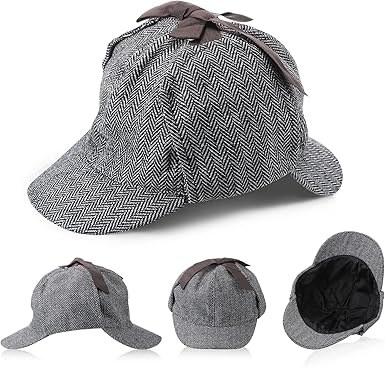 Kasyat 6 Pcs Detective Costume Accessories Adult Detective Hat Man Inspector Costume Set for Halloween Costume