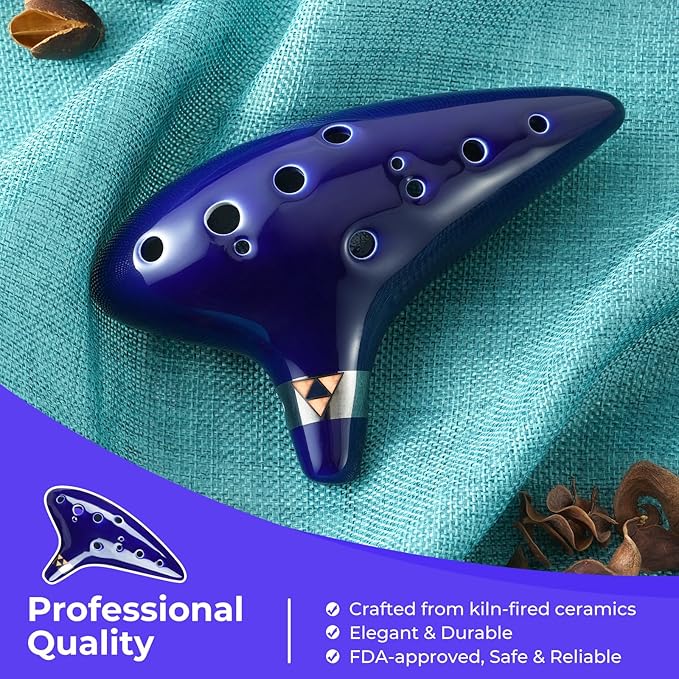 Ohuhu Zelda Ocarina, 12 Hole Alto C Zelda Ocarinas Play by Link Triforce Gift for Zelda Fans with Display Stand