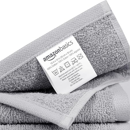 Basics face Towels for bathroom, 100 Cotton Extra Absorbent washcloth, Fast Drying salon towel - 24 Pack Gray (12 x 12 inches)