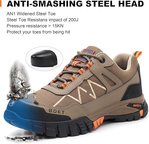 Steel Toe Sneakers Comfortable Safety Shoes for Men Steel Toe Shoes for Women Slip On Construction Work Shoes