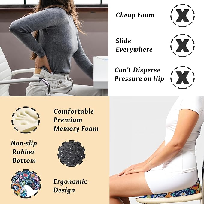 Boho Seat Cushion for Tailbone Pain Relief Office Computer Memory Foam Chair Cushion for Pressure Relief Coccyx Cushion Tailbone Pain Sciatica for Boho Lover