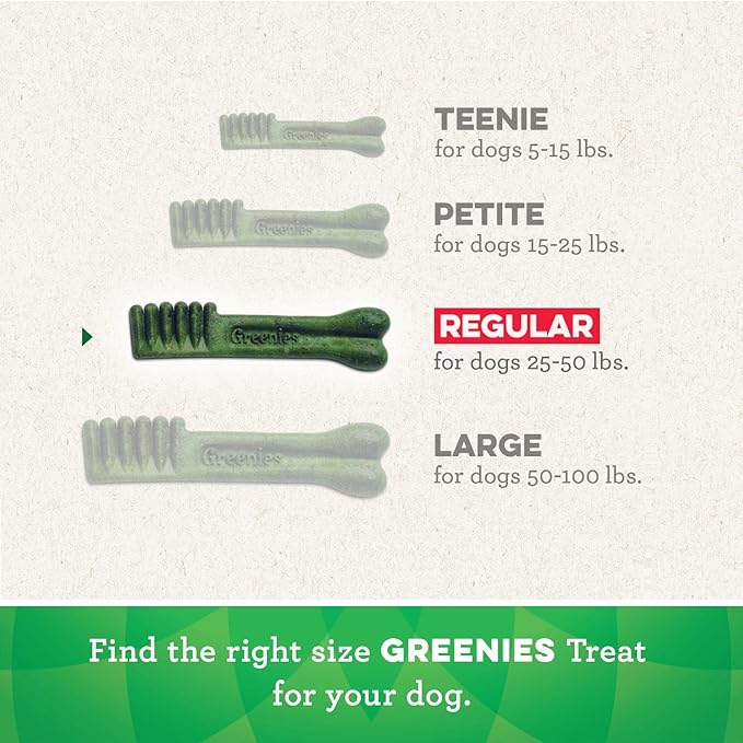 Greenies Regular Natural Dental Care Dog Treats Fresh Flavor, 12 oz. Pack (12 Treats)