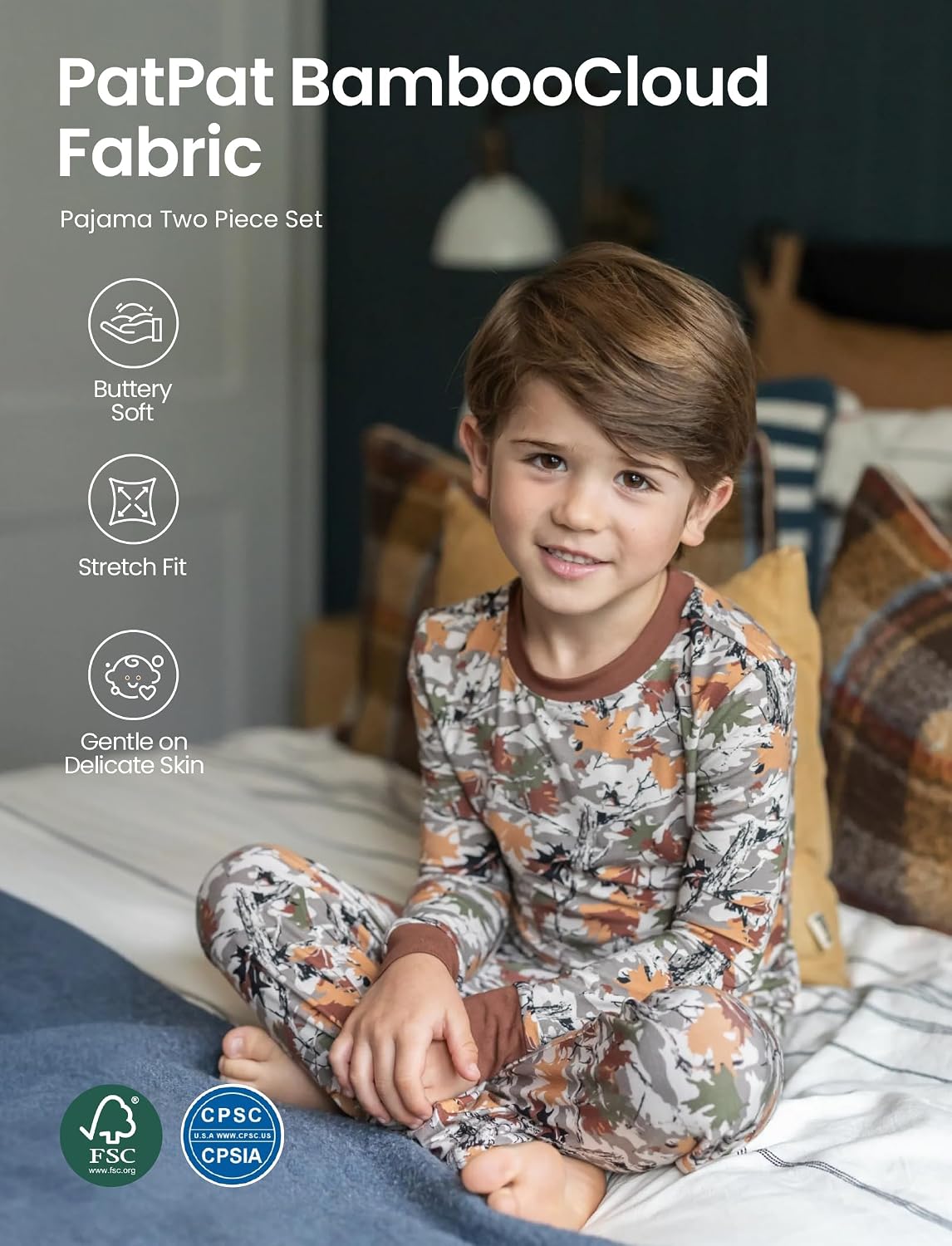 PATPAT Toddler & Kids Pajama Sets with Bamboo Viscose, Snug Fit Pjs for Girls, All-Season Comfort Sleepwear, Ages 2-12 Years.