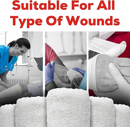 Kerlix Gauze Bandage Rolls - 4 12 in x 4.1 Yds, 6 Ply - 6 Single Sterile Pocuhes- Extra Absorbency - Latex Free, Hospital Grade Cotton Fluff Bandage Wrap Krinkle Style - for Wound Care First Aid