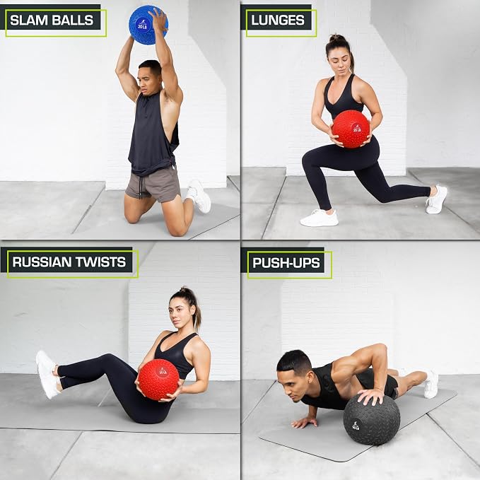 ProsourceFit Slam Medicine Ball, 30 lbs Smooth and Tread Textured Grip Dead Weight Balls for Strength and Conditioning Exercises, Cardio and Core Workouts