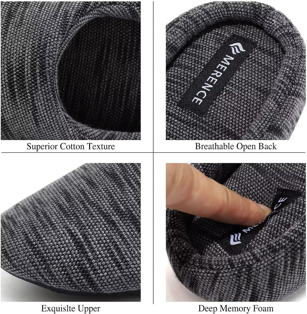 Merence Unisex Men's Women's Memory Foam Slippers Comfort Cotton-blend Closed Toe House Shoes Indoor Scuff