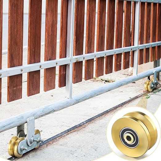 Tatuo 4" Solid Slide V Groove Wheels Heavy Duty Sliding Gate Rollers Wheels 1-34" Width Rolling Gate Caster Rollers 2500 Lbs Capacity with Screw Double Bearing Pair(1 Set)