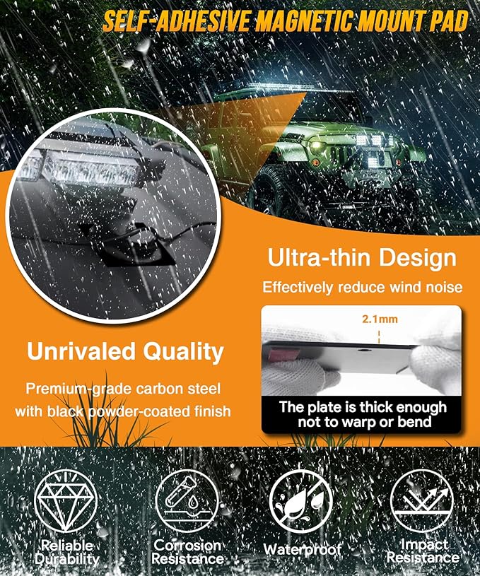 Pack of 4 self-adhesive magnetic pads 8895404 for aluminum booths, for magnetic light supports, durable black powder coating, ideal for light bars, lights