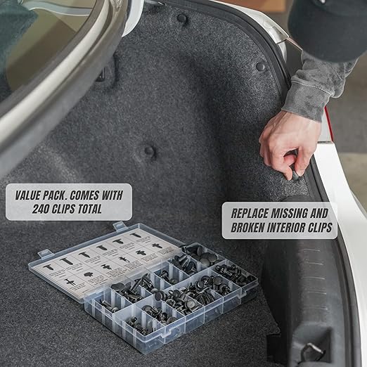 Sunplustrade 240 Pcs Bumper Clips Car Clips Plastic Rivets Fasteners Push Retainer Kit Most Popular Sizes Auto Push Pin Rivets Set for GM Ford Toyota Honda Chrysler