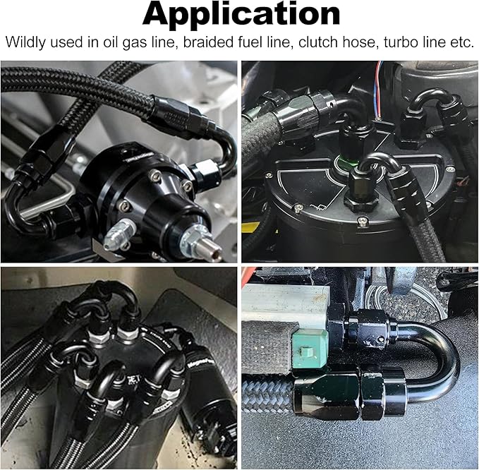EVIL ENERGY 4AN Hose End Fitting 180 Degree Swivel for CPE Braided Hose Black