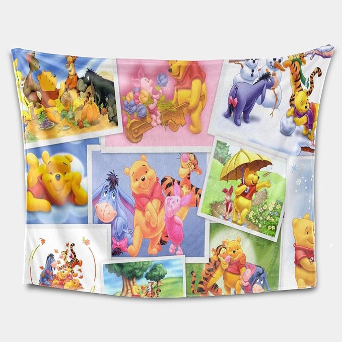 Honey Bear Edward Anime Flannel Blanket, Lightweight Cozy Throw Blanket Warm Bed Blanket fit Sofa and Couch (03,Large 80x60in)