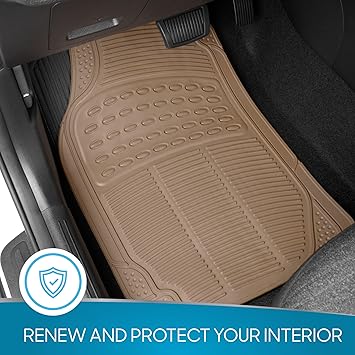 BDK Heavy Duty 4pc Front Rear Rubber Floor Mats for Car SUV Van Truck-All Weather Protection Universal Fit