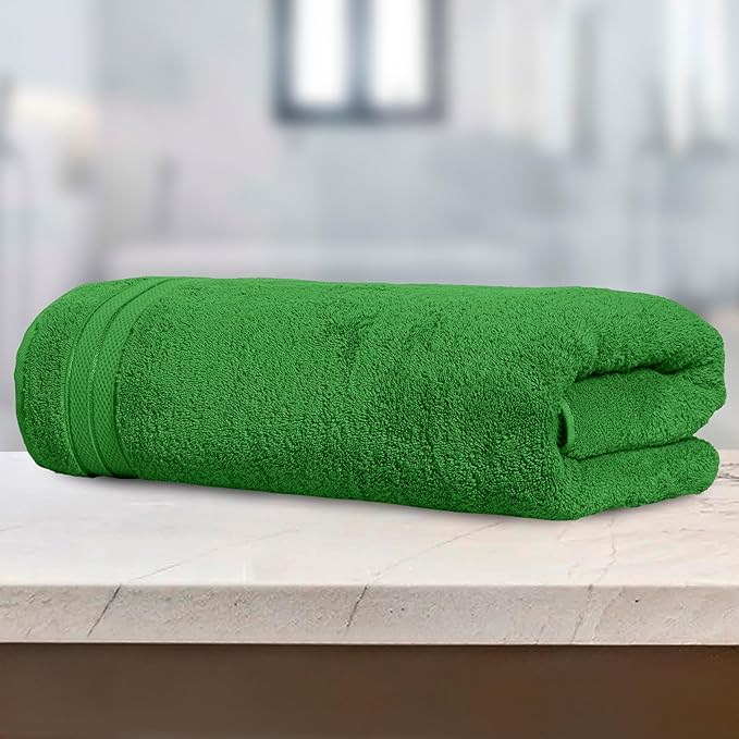 Elegant Comfort Three Line Popcorn Towel Set for Bathroom 35 x 70 inches, Premium Hotel Quality 1-PACK Jumbo Towels, 100 Turkish Cotton,Soft and Durable, Quick Dry and Highly Absorbent, Emerald Green