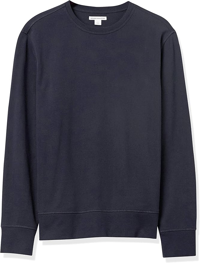 Essentials Men's Long-Sleeve Lightweight Fleece French Terry Crewneck Sweatshirt
