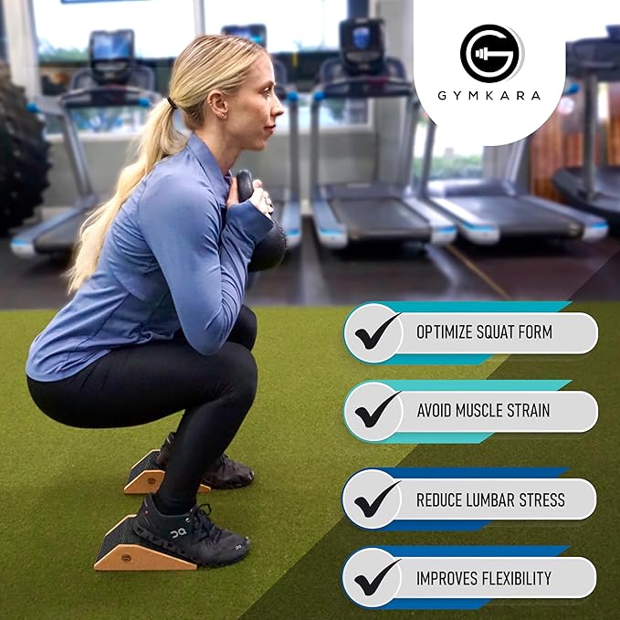 Squat Wedge Block Cork 2 Pack - Non Slip Heel Elevated Squat Wedge and Calf Raise Block - Slant Board for Squats to Avoid Muscle Strain and Optimize Squat Form