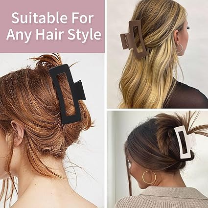 5 Inch Extra Large Claw Clips, Big Hair Clips for Thick Long Curly Hair, Durable Matte Strong Hold Hair Claw Clips, Non-slip Square Hair Clips for Women, Hair Accessories Valentine's Day Gifts