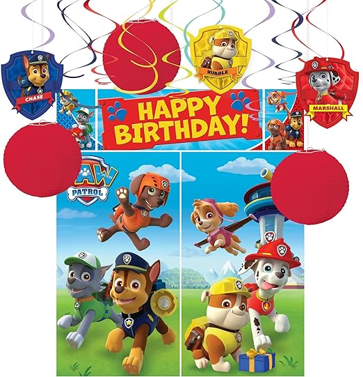 Multicolor Paw Patrol Scene Setters with Plastic Props in Various Size - Pack of 17 - Perfect for Kids Parties & Events