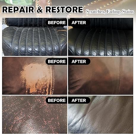 Leather Recoloring Balm Restoration - Leather Dye Vinyl Paint Leather Color Restorer Car Seats Furniture Couch Chair Shoes Boots Purse Jacket Saddle Fade Stain Scratch Repair Cream(Griege)