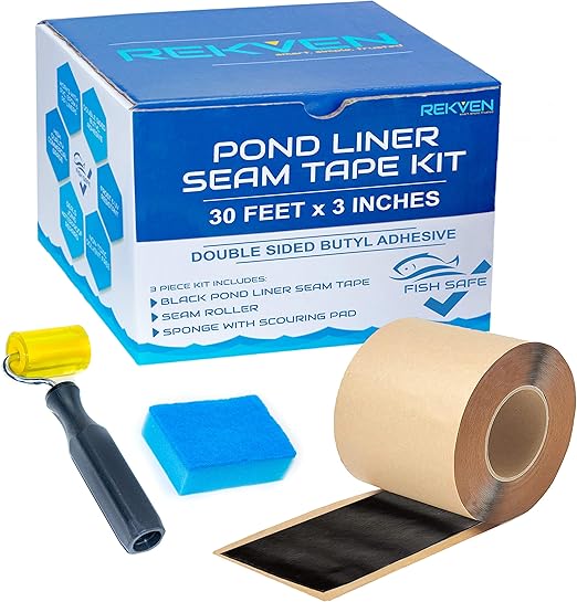 Pond Liner Seam Tape Kit, 3" x 30' Double Sided Rubber Butyl Adhesive
